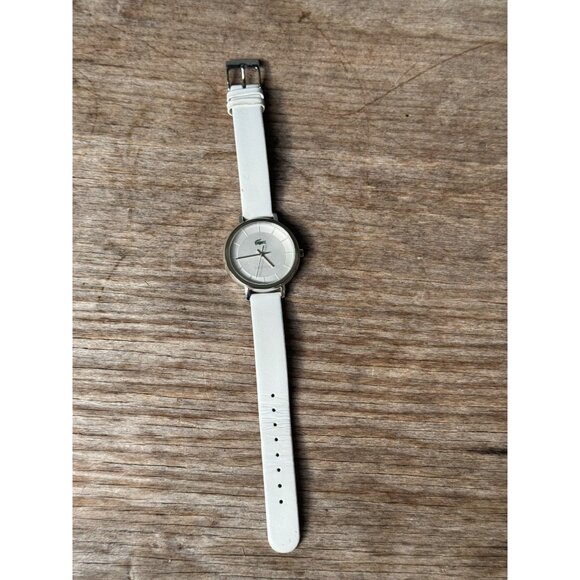Lacoste LC.33.1.14.2349 Silver Dial Analog Watch With White Leather Strap & Stai - Picture 1 of 5